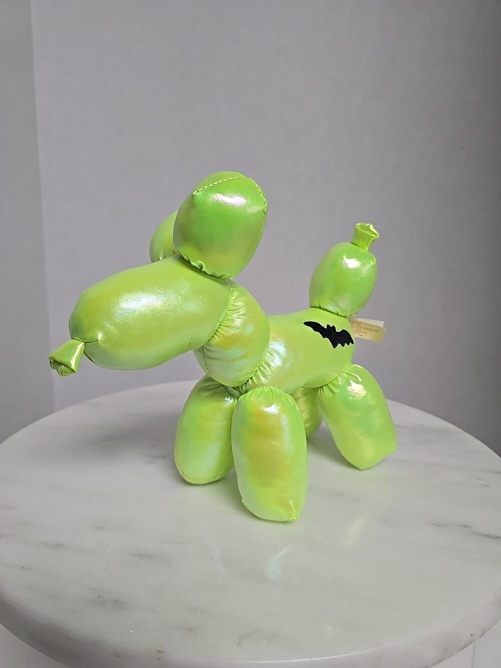 Neon Green Halloween Balloon Dog Plush Stuffed Animal 8” - Metallic